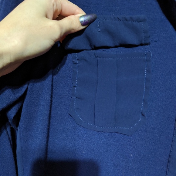 Blue button-down shirt with sheer back - Picture 3 of 6